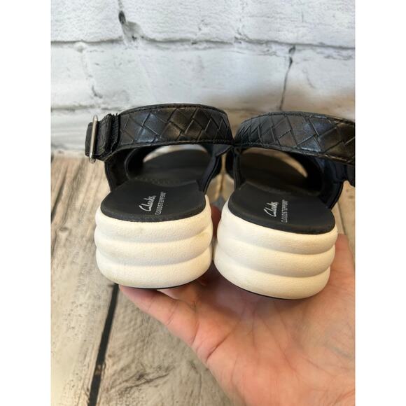 CLARKS Women’s Cloudsteppers Drift Sun Woven Wedge Sandals / Size: 7 - Picture 8 of 10